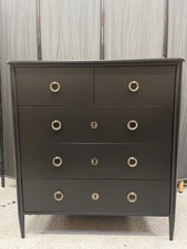 Swoon Reyna Five-drawer Chest of Drawers, Charcoal & Brass, RRP899