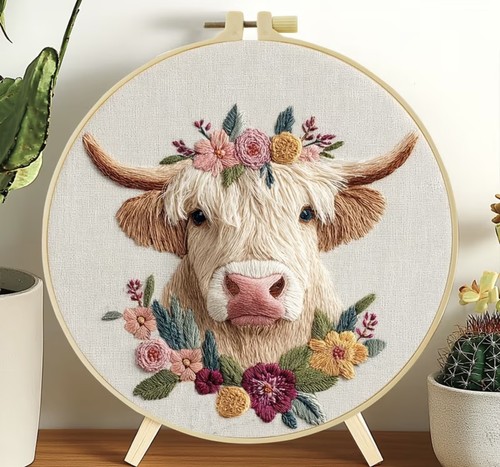 Embroidery kit white - kit, garland