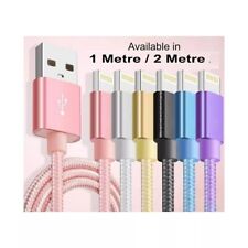 For iPhone Charger Cable Heavy Duty Braided USB Charging Lead Data Sync 1M 2M