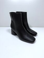 DKNY Faux Leather Black Ankle Boots Brand New Block Heel Square Toe Womens