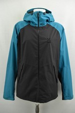 HAGLOFS Esker Jacket Mens Outdoor Full Neck Hooded Lined Grey Blue Coat size M