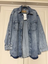 H&M LADIES OVERSIZED DENIM SHACKET JACKET OVERSHIRT SIZE MEDIUM BNWT READ DETAIL