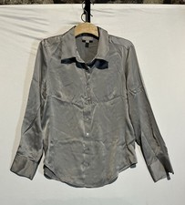 Pure Collection 100% Silk Silver Grey Blouse Shirt - Sz 14
