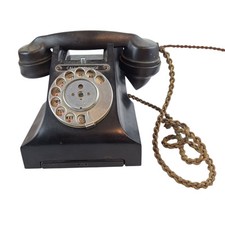 Vintage Bakelite Black Telephone Call Exchange With Front Pull Out Directory