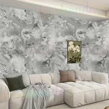 3D Metallic Ripple Liquid Marble Swirl Shimmer Wallpaper Charcoal Grey 1-6X