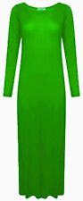 WOMENS LONG SLEEVE LONG MAXI DRESS LADIES PLAIN MAXI JERSEY PLUS SIZE 8-26