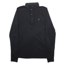 ALL SAINTS Mens Polo Shirt Black Long Sleeve S