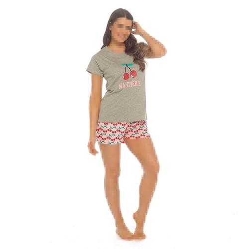 Ladies cherry print pyjama - cherry,