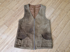 Shooting Leather Gilet Vest Waistcoat Jacket Brown - Burberry Lining - Large
