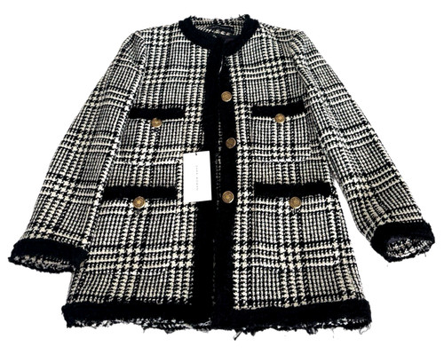 Zara woman blazer tweed black - blazer,