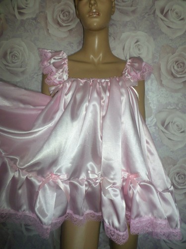 Pink satin adult baby doll - satin,
