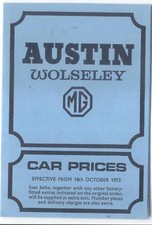 Austin Wolseley MG UK Price