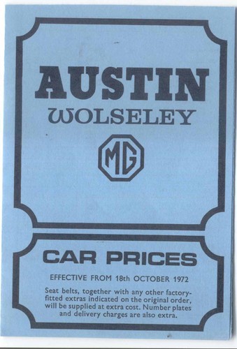 Austin wolseley price - wolseley, mg