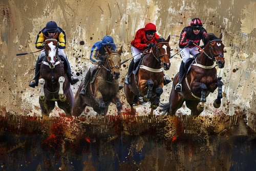 Horse racing colourful canvas - horse,