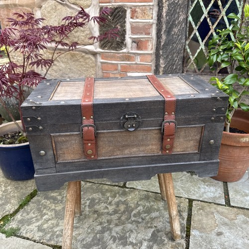 Wooden box chest storage bin - wooden,