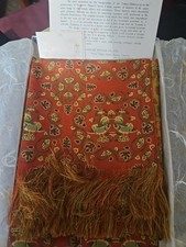 Vintage Tatsumura Textile Silk Fabric Table Runner Mandarin Ducks Japan