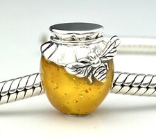 Honey Bee Charm Bead & Jar Bumblebee Insect Genuine 925 Sterling Silver 💖