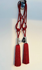 Designer Curtain Tie Backs Pair Rope Silver & Red Large Luxury Tassel BNWOT