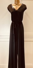 Marks & Spencer Collection UK 12/14 Black Sequin Occasion Jersey Wide Jumpsuit