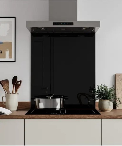 Glass splashback black heat - black, |