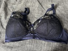 M&S Navy Lace Trim Post-Surgery Mastectomy Bra, Size 38A