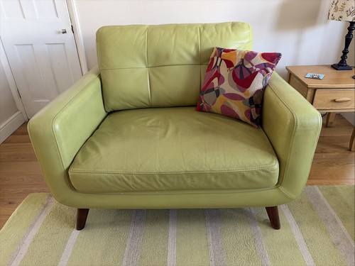 Green leather snug sofa - sofa, john