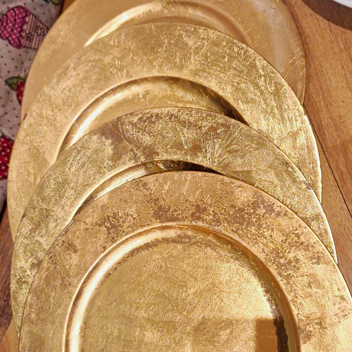 Gold metallic round metal - gold,