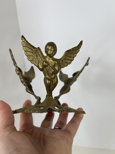 Vintage brass cherub display - brass,