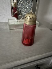 Coloured Glass Jar With Metal Lid, Vintage, Red Glass & Metal