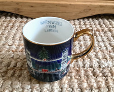 Anthropologie Holiday In The City London Gold Handled Christmas Coffee Mug 2023
