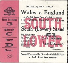 Wales v England Triple Crown season for Wales RUGBY TICKET