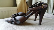 FABULOUS NEW LEA FOSCATI BROWN HIGH HEELS SANDALS 