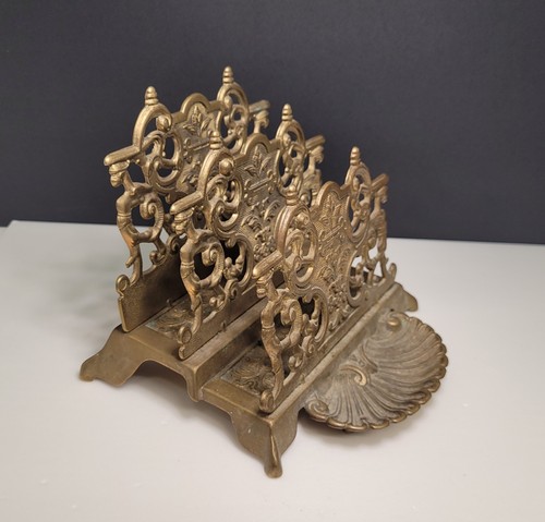 Antique brass letter rack with - rack,