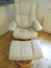 Stressless Mayfair Chair in Medium Size Cream Leather