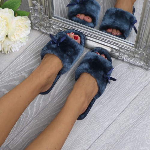 Womens ladies flat - flat, peep