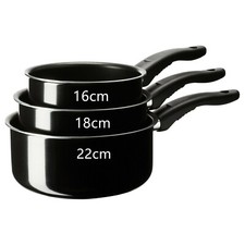 Set of 3 Black Non Stick