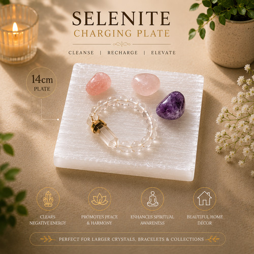 Selenite square charging plate - selenite,