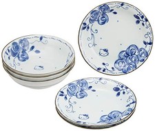Sanrio Hello Kitty Kitty Blue Rose Blue and White Porcelain Plate and Bowl Set