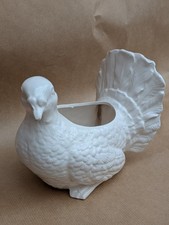 Vintage White Ceramic Fancy Fantail Pigeon Planter Decorative