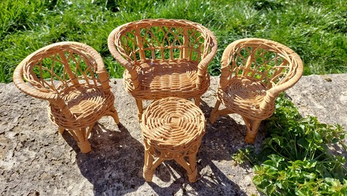 Vintage wicker dolls sofa - vintage, sofa,