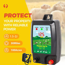 Electric Fence Energiser 12v Battery Powered 2J 10km Horse Fencing Kit 12KV LCD
