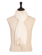 TREATY Cream Off Pashmina Scarf Plain Silk Wedding Party Christmas Gift NEW