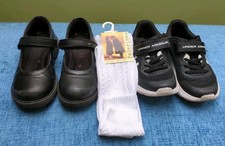 Girls 1 Pair Black Shoes And 1 Pair Black Trainers Both Size 10