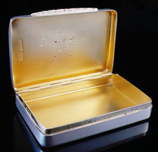 Sterling Silver Gold Snuff Box, Thomas Callow & Son, Hallmarked London 1917