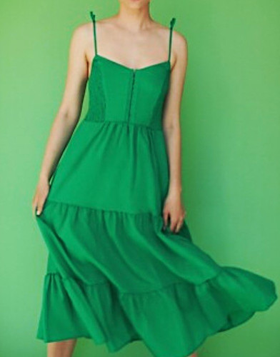 Zara green smocked tiered - zara,