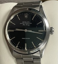 Rolex Air-King Silver Men's Oyster Bracelet Stick Indexes Dial Watch 5500