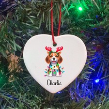 Personalised Beagle Christmas Ceramic Christmas Tree Decoration Ornament Pet Dog