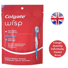 4 x Colgate Wisp Mini Refreshing Pearl Mild Mint Disposable Toothbrush Green