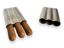 Silver Match Triple Cigar Tube Case Vintage Travel Storage Gentleman’s Accessory