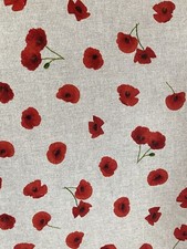 Red Poppy Printed Cotton Linen